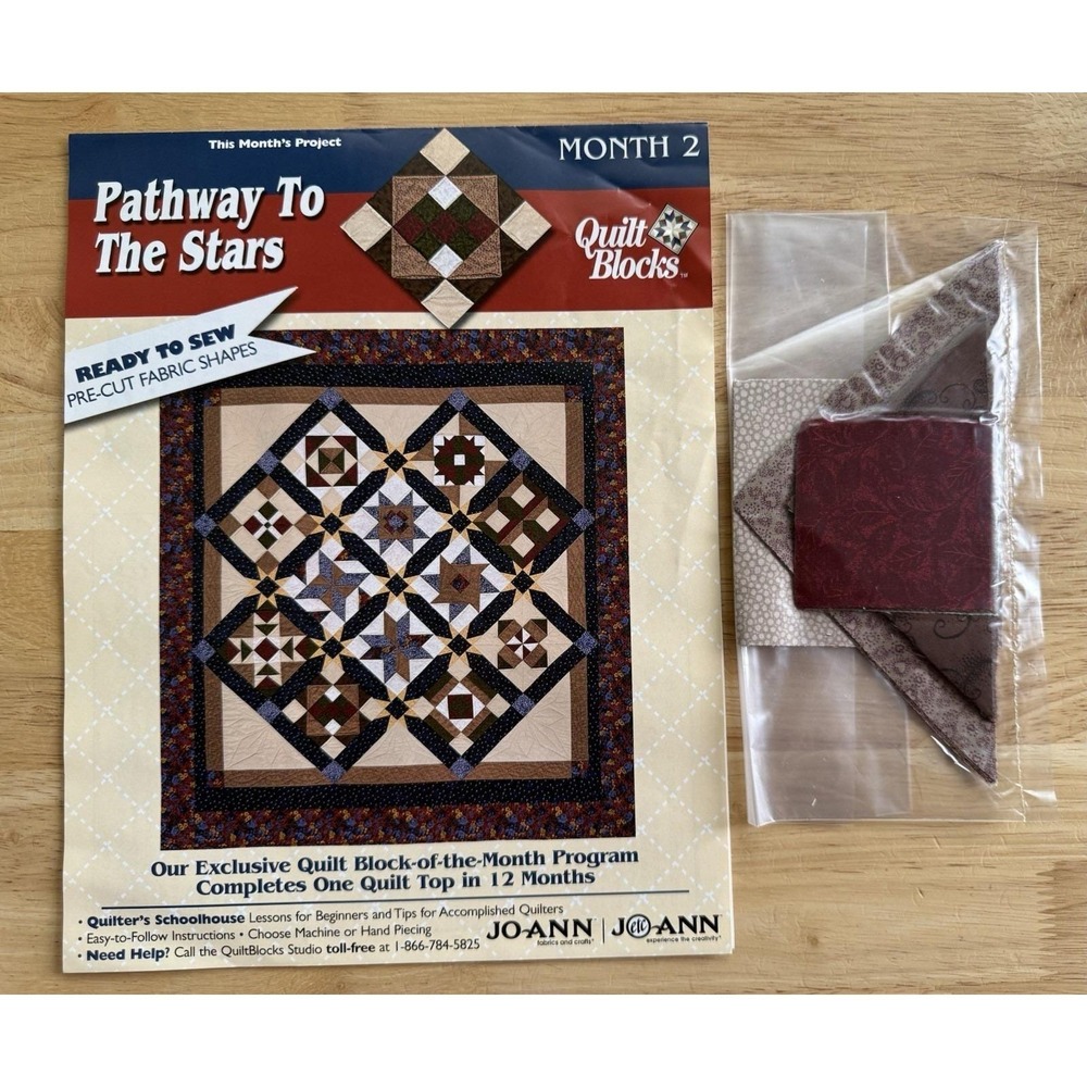 Joann 2001 Pathway To The Stars Quilt Block Kit Month 2 STEPPING‎ STONES / Open